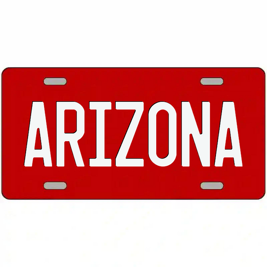 Arizona White on Red Metal Sign