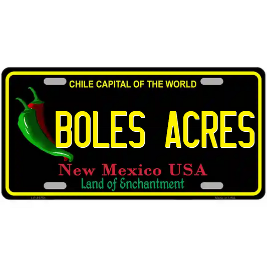 Boles Acres New Mexico Black Metal Sign