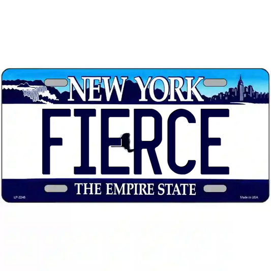 Fierce New York Blue Metal Sign