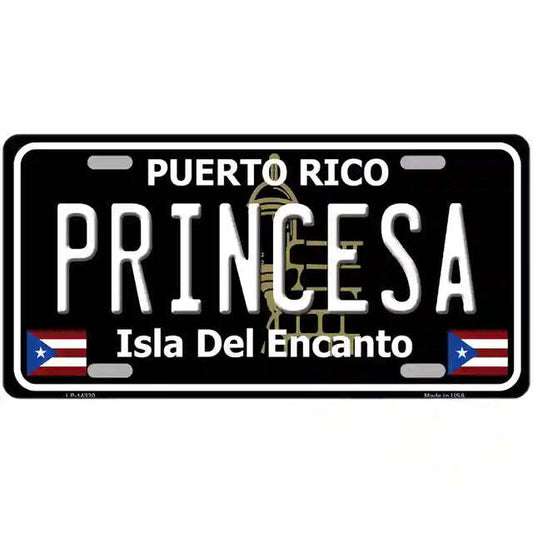 Princesa Puerto Rico Black Metal Sign
