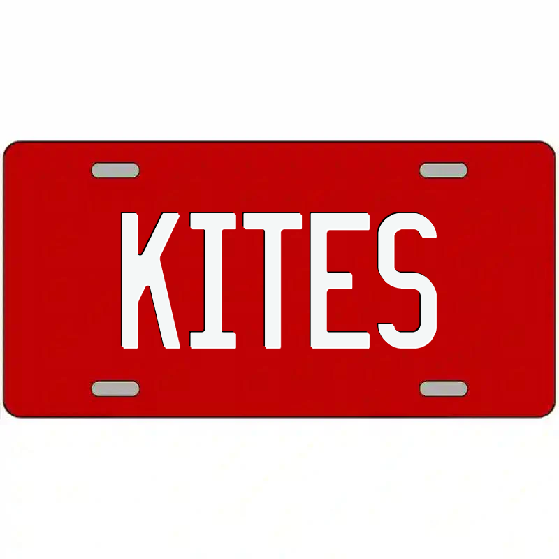 Kites White and Red Metal Sign