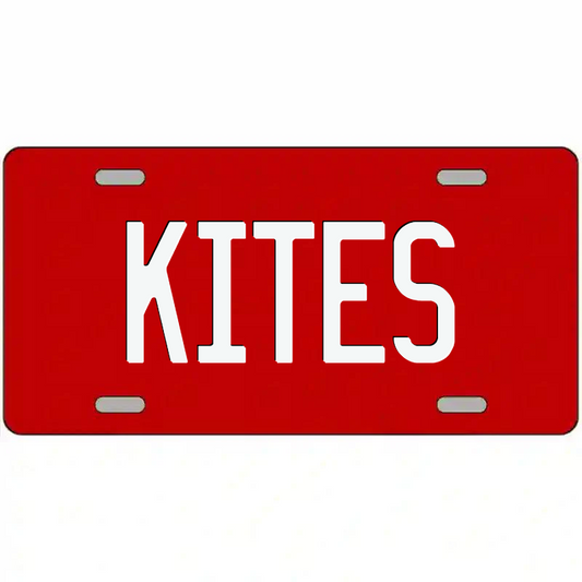 Kites White and Red Metal Sign