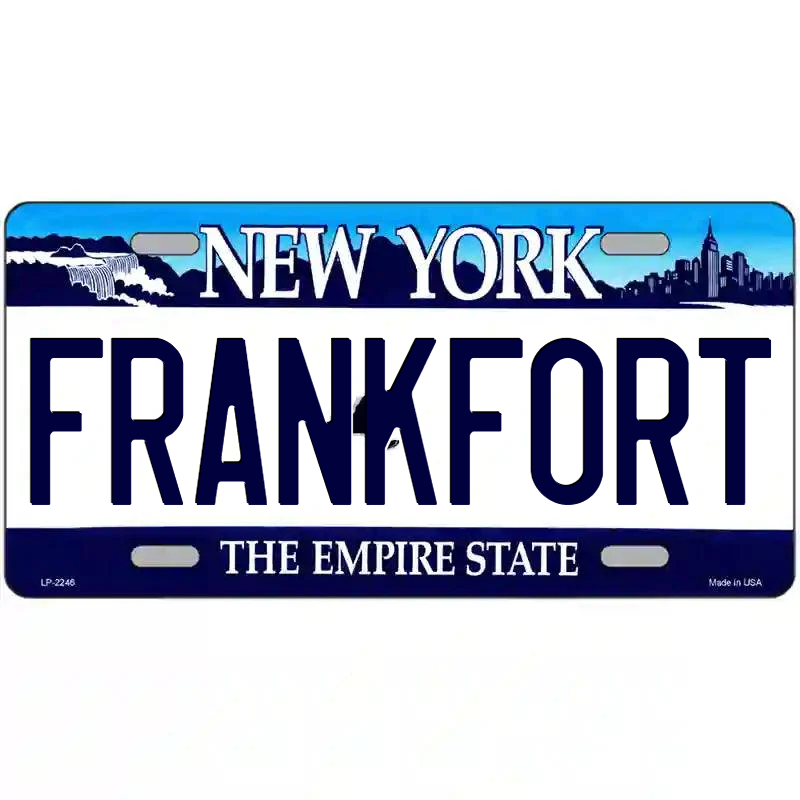 Frankfort New York Blue Metal Sign