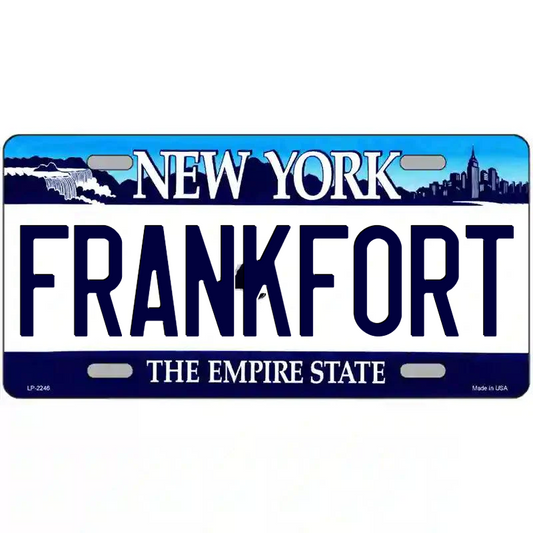 Frankfort New York Blue Metal Sign