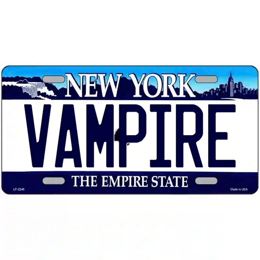 Vampire New York Blue Metal Sign