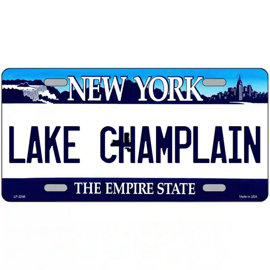 Lake Champlain New York Blue Metal Sign