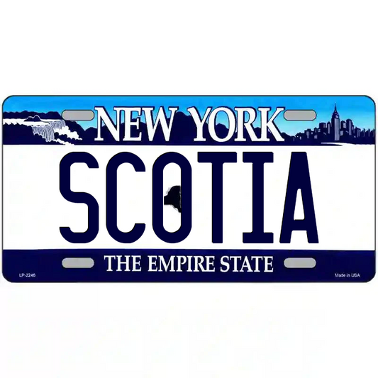 Scotia New York Blue Metal Sign