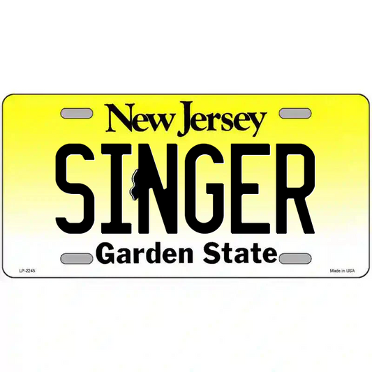 Singer New Jersey Metal Sign