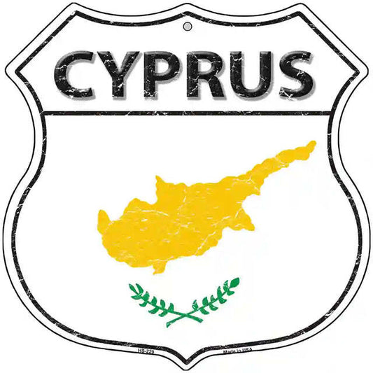 Cyprus Flag Highway Shield Metal Sign