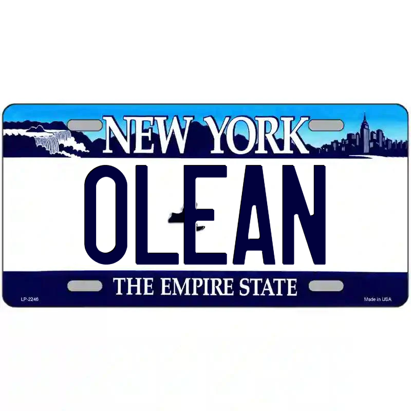 Olean New York Blue Metal Sign