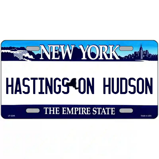 Hastings on Hudson New York Blue Metal Sign