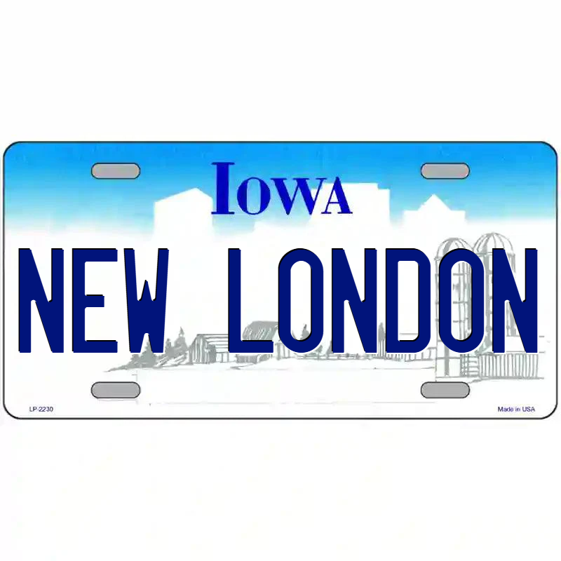 New London Iowa Metal Sign