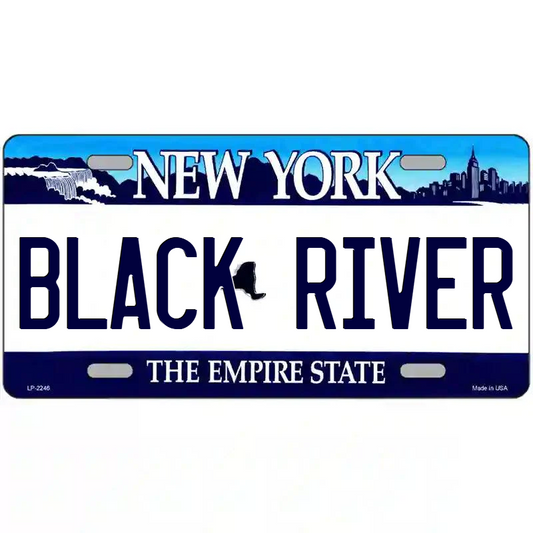 Black River New York Blue Metal Sign