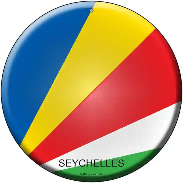 Seychelles Flag 12" Circle Metal Sign
