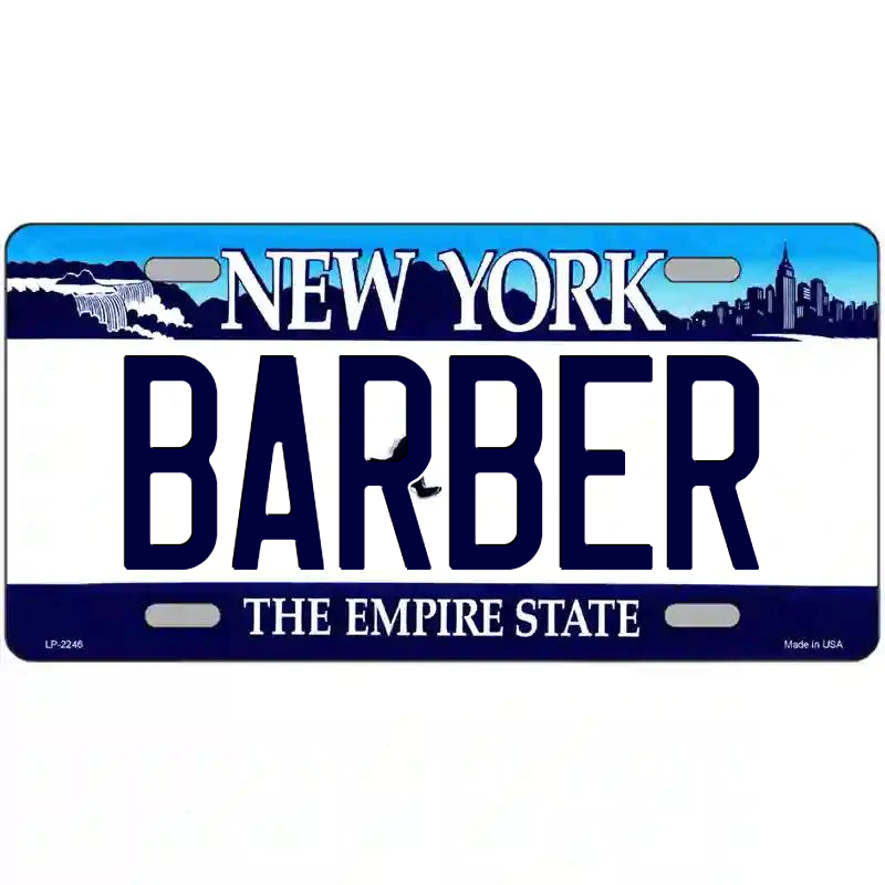 Barber New York Blue Metal Sign
