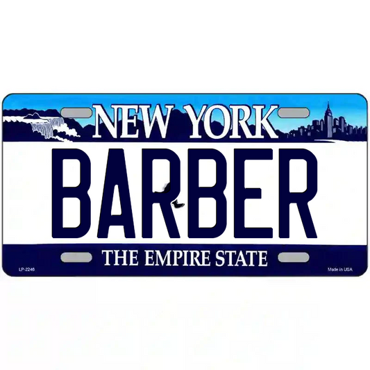 Barber New York Blue Metal Sign