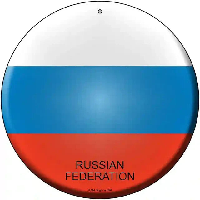 Russian Federation Flag 12" Circle Metal Sign