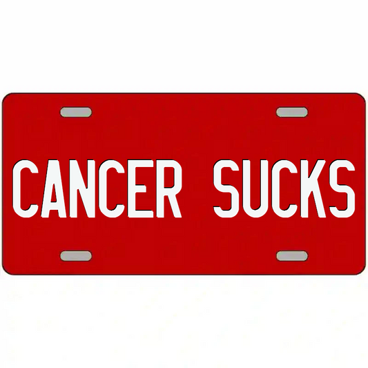 Cancer Sucks White on Red Metal Sign