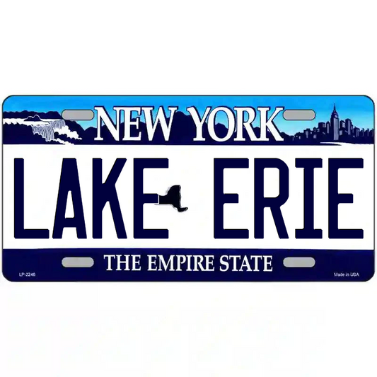 Lake Erie New York Blue Metal Sign
