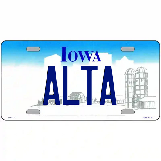 Alta Iowa Metal Sign