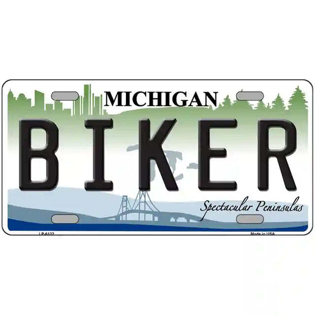 Biker Michigan Metal Sign