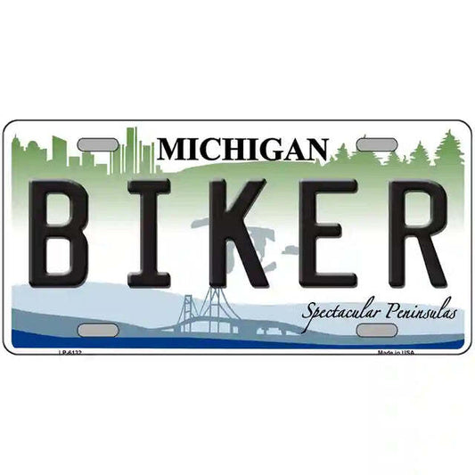 Biker Michigan Metal Sign