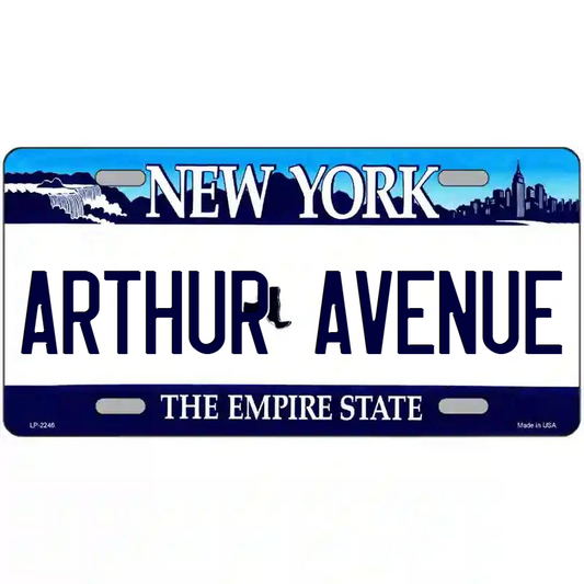 Arthur Avenue New York Blue Metal Sign