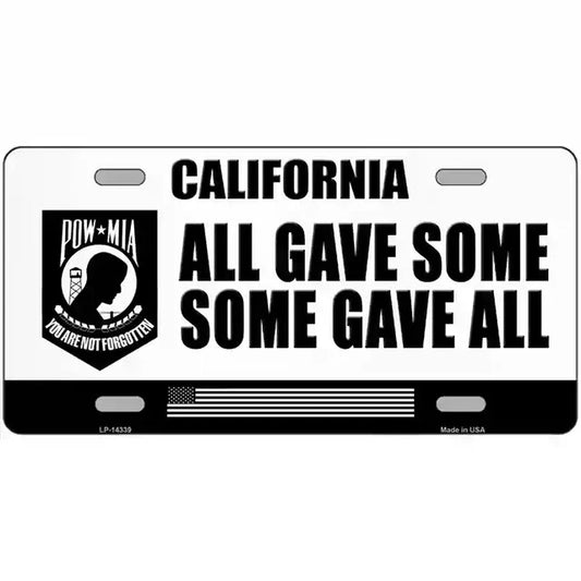 California POW MIA All Gave Some Some Gave All Metal Sign