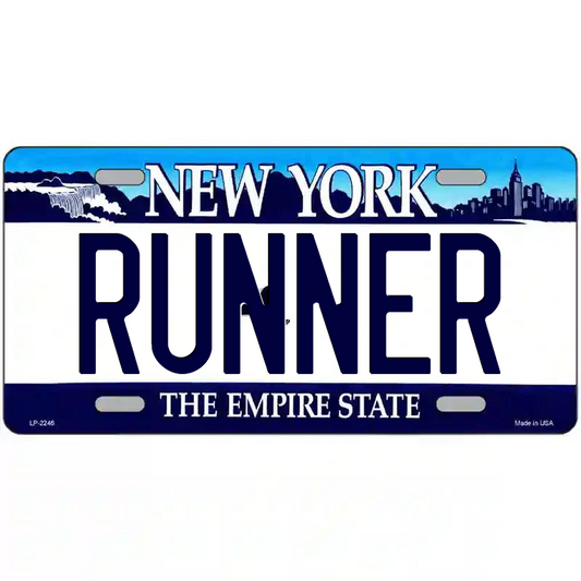 Runner New York Blue Metal Sign
