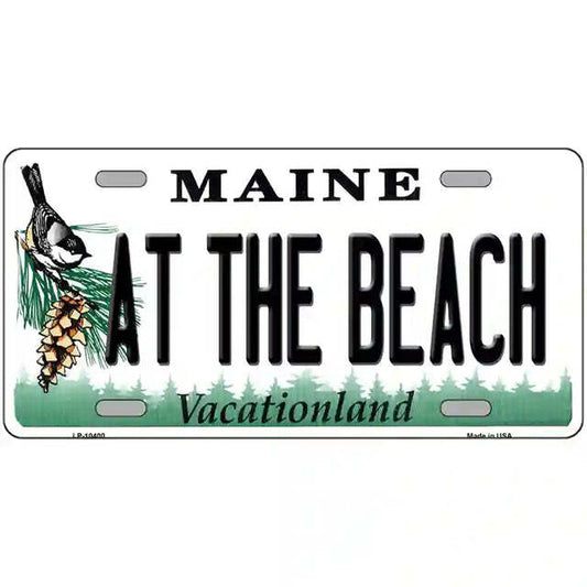 At the Beach Maine Metal Sign