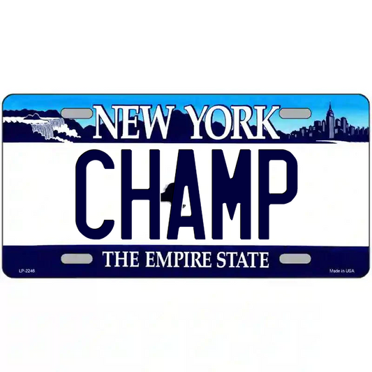 Champ New York Blue Metal Sign