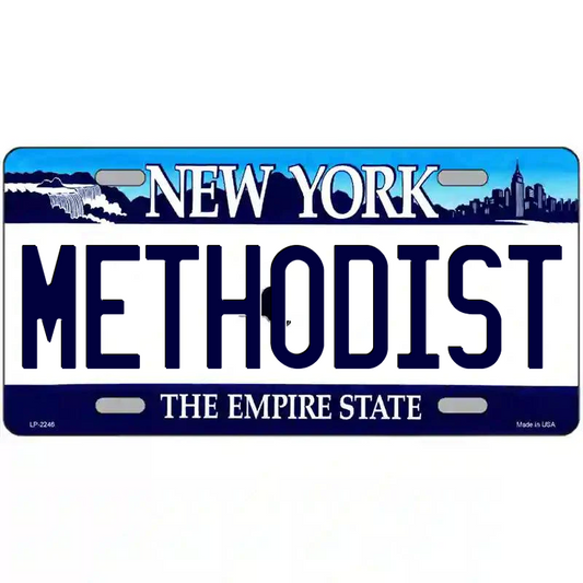 Methodist New York Blue Metal Sign