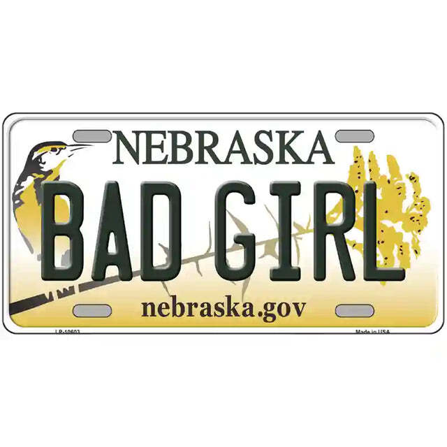 Bad Girl Nebraska Metal Sign