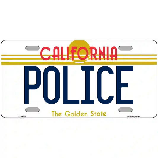 Police California Metal Sign