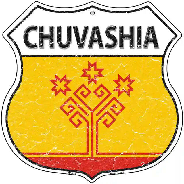 Chuvashia Flag Highway Shield Metal Sign