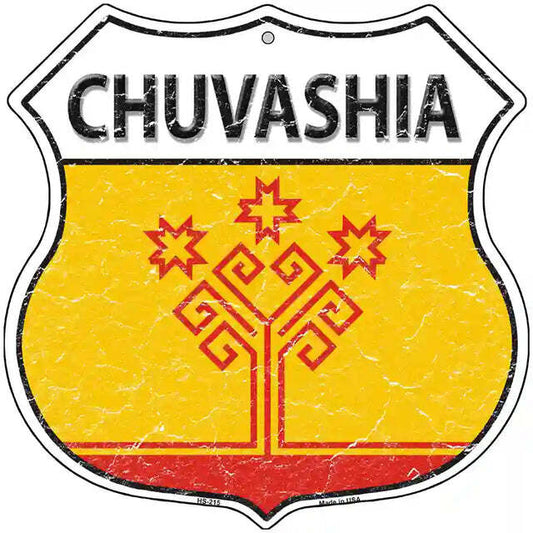 Chuvashia Flag Highway Shield Metal Sign