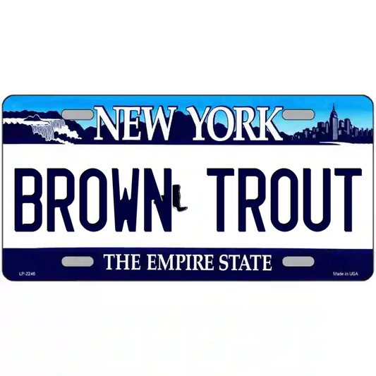 Brown Trout New York Blue Metal Sign