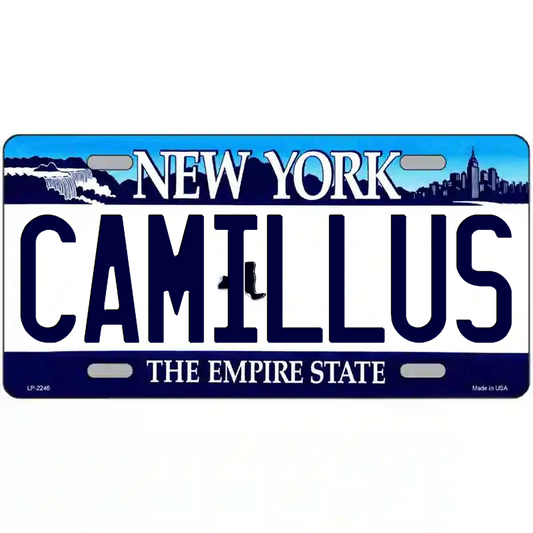 Camillus New York Blue Metal Sign