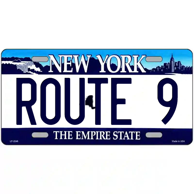 Route 9 New York Blue Metal Sign
