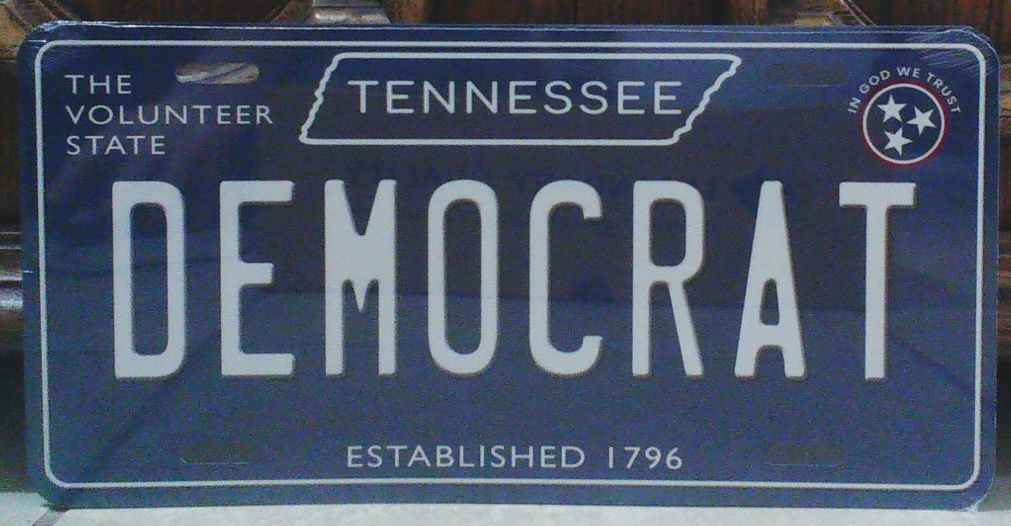 Democrat Tennessee Blue Metal Sign
