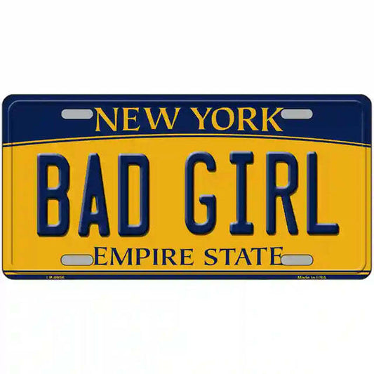 Bad Girl New York Yellow Metal Sign