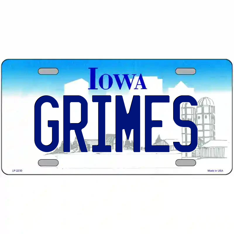 Grimes Iowa Metal Sign