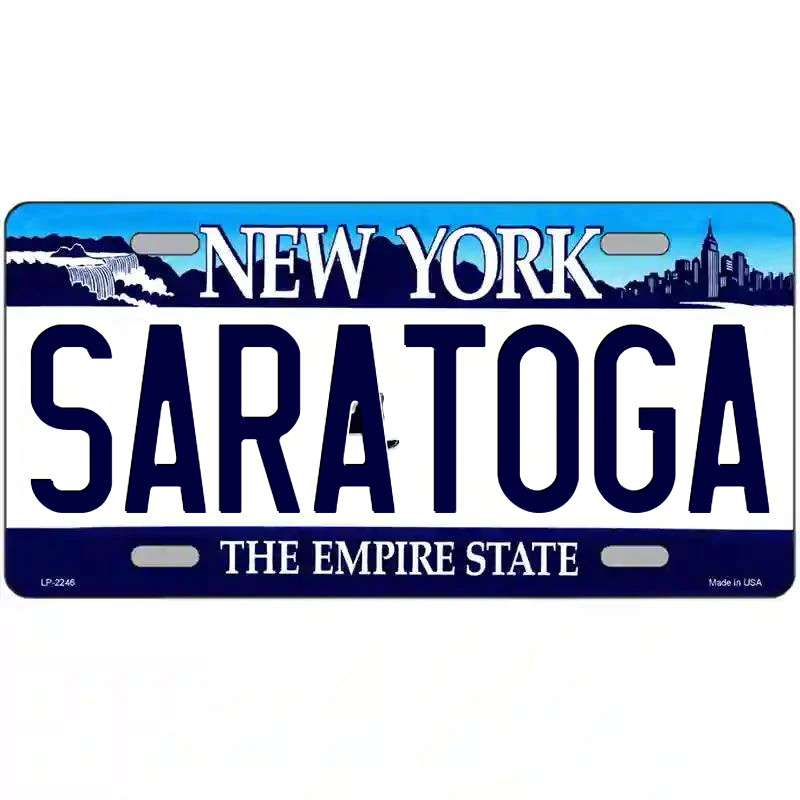 Saratoga New York Blue Metal Sign
