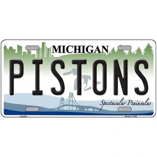 Pistons Michigan Metal Sign