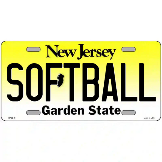 Softball New Jersey Metal Sign