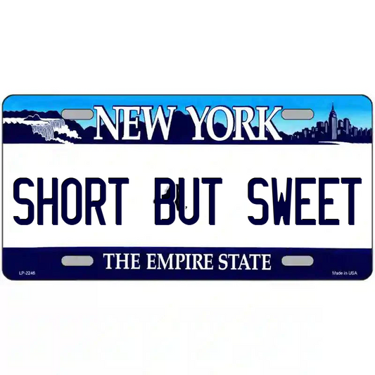 Short but Sweet New York Blue Metal Sign
