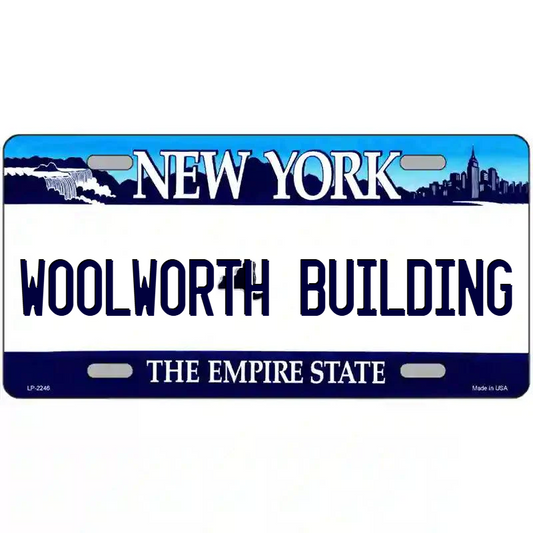 Woolworth Building New York Blue Metal Sign
