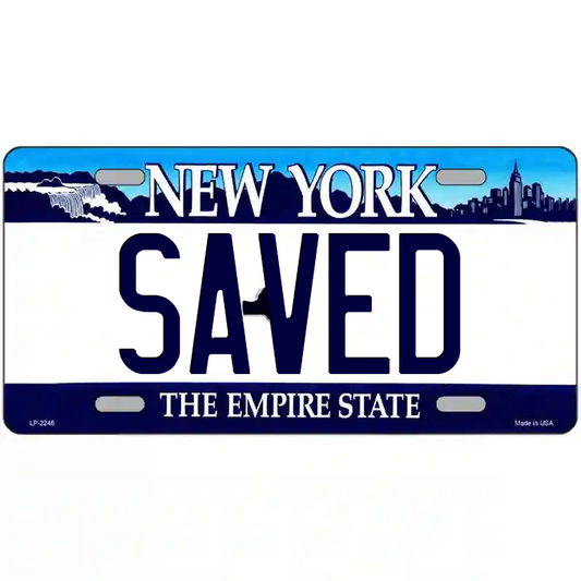 Saved New York Blue Metal Sign