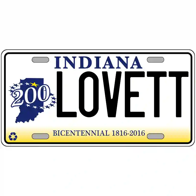 Lovett Indiana Bicentennial Metal Sign