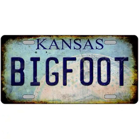 Kansas Rusty Look Bigfoot Metal Sign